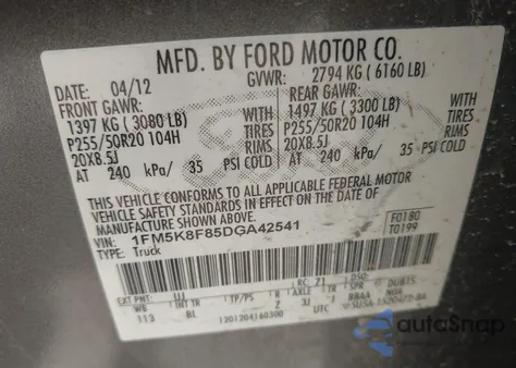 2013 Ford Explorer Limited from USA, damaged, VIN 1FM5K8F85DGA42541